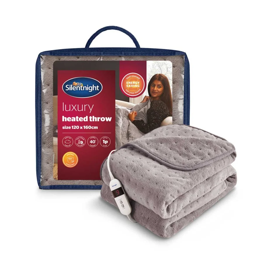 Silentnight Luxury Heated Throw Grey