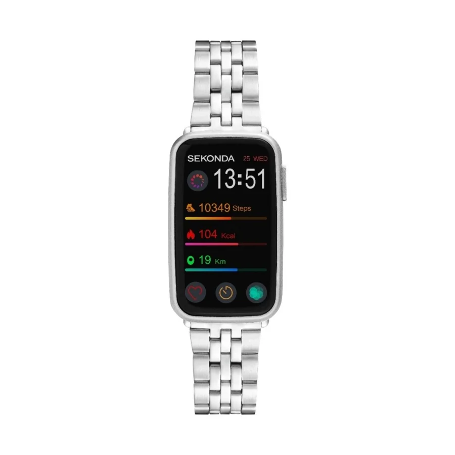 Sekonda Track Smartwatch, Silver Alloy Bracelet, 1.47 Inch Touch Screen with Charging Cable